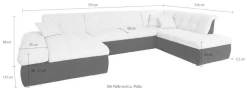 DOMO collection Wohnlandschaft »MORIC 353x216x80 cm, mit viel Platz, U-Form, auch in Cord« im XXL-Format, wahlweise mit Bettfunktion und Armlehnenverstellung,