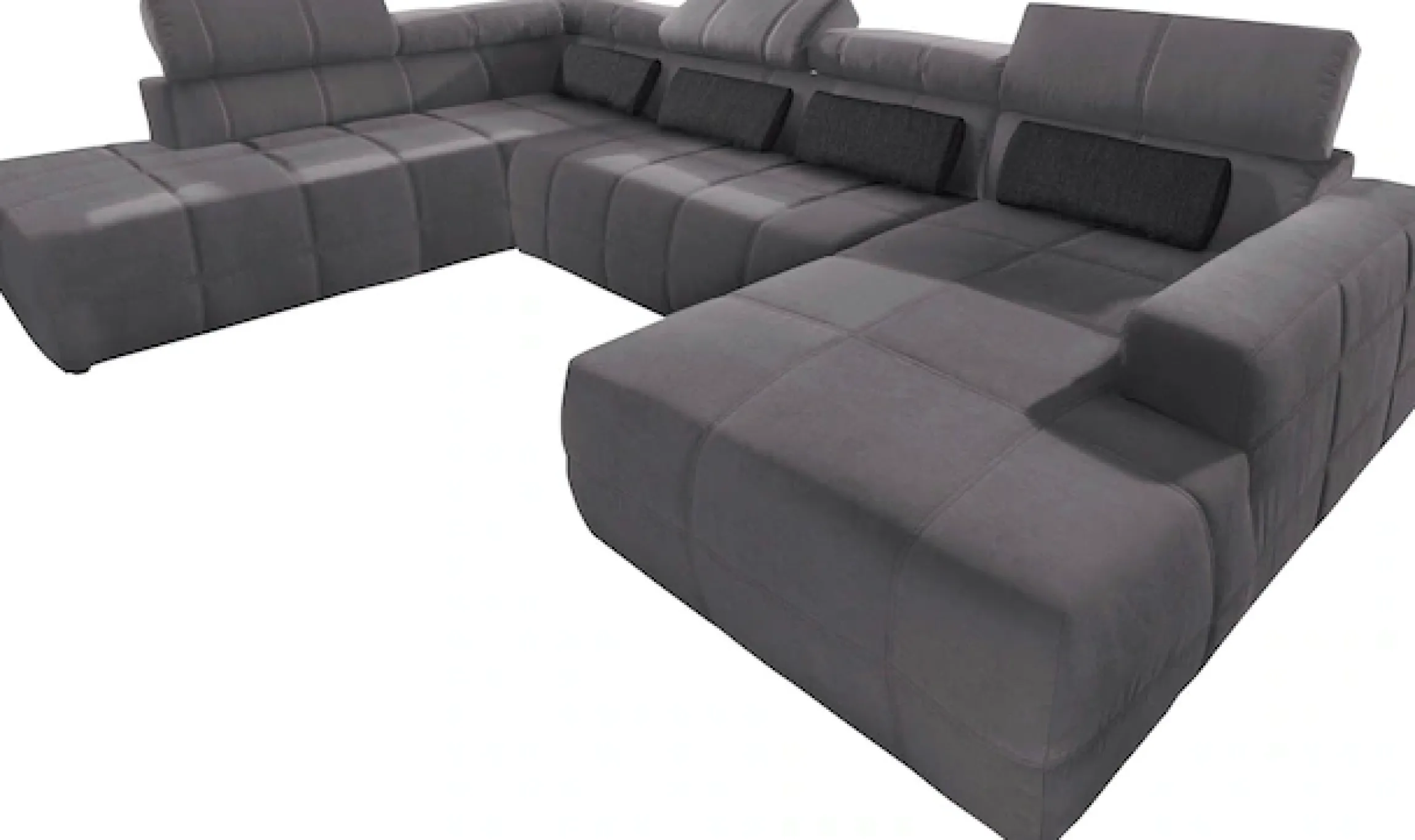 DOMO collection Wohnlandschaft »BRANDON whlw. mit Sitztiefenverstellung, whlw. Nierenkissen« ohne Sitztiefenverstellung, Luxus-Microfaser, dunkelgrau