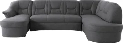 DOMO collection Wohnlandschaft »SARAFINA 295x83x180 cm, auch mit Federkern für mehr Sitzkomfort!« whlw. mit Bettfunktion, elegantes Design, U-Form