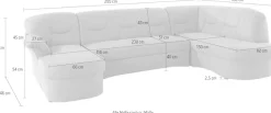 DOMO collection Wohnlandschaft »SARAFINA 295x83x180 cm, auch mit Federkern für mehr Sitzkomfort!« whlw. mit Bettfunktion, elegantes Design, U-Form