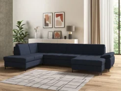 DOMO collection Wohnlandschaft »Capelo, komfortabel, klare Linien zeichnen dieses Design aus, U-Form« mit Armteilverstellung, wahlweise mit Bettfunktion, Federkern