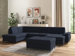 DOMO collection Wohnlandschaft »Capelo, komfortabel, klare Linien zeichnen dieses Design aus, U-Form« mit Armteilverstellung, wahlweise mit Bettfunktion, Federkern