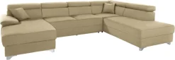 DOMO collection Wohnlandschaft »Mira, inklusive Kopfteilverstellung für mehr Wohlfühlkomfort, U-Form« wahlweise mit Bettfunktion und Bettkasten, elegant und modern