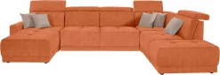 DOMO collection Wohnlandschaft »Ava moderne Sitzheftung mit toller Doppelnaht, komfortabel, U-Form« mit Federkern, wahlweise mit Kopfteilverstellungen