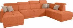 DOMO collection Wohnlandschaft »Ava moderne Sitzheftung mit toller Doppelnaht, komfortabel, U-Form« mit Federkern, wahlweise mit Kopfteilverstellungen