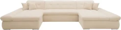 DOMO collection Wohnlandschaft »MORIC wahlweise mit Bettfunktion und Armteilverstellung, XXL« U-Form, beidseitig mit Recamiere, incl. Zierkissen, Cord-Bezug