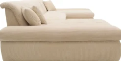 DOMO collection Wohnlandschaft »MORIC wahlweise mit Bettfunktion und Armteilverstellung, XXL« U-Form, beidseitig mit Recamiere, incl. Zierkissen, Cord-Bezug