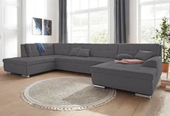 DOMO collection Wohnlandschaft »Aversa U-Form« wahlweise mit Bettfunktion, frei im Raum stellbar