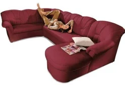 DOMO collection Wohnlandschaft »Papenburg, zeitlose Rückensteppung, bequem, U-Form, Breite 297cm« in großer Farbvielfalt, wahlweise mit Bettfunktion