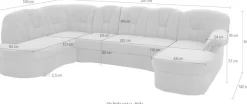 DOMO collection Wohnlandschaft »Papenburg, zeitlose Rückensteppung, bequem, U-Form, Breite 297cm« in großer Farbvielfalt, wahlweise mit Bettfunktion