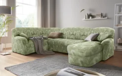 DOMO collection Wohnlandschaft »Bahia U-Form, B/T: 308/200 cm, mit Federkern, belastbar bis 140kg/Sitz« Microfaser MELROSE®, mocca