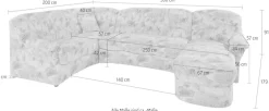DOMO collection Wohnlandschaft »Bahia U-Form, B/T: 308/200 cm, mit Federkern, belastbar bis 140kg/Sitz« Microfaser MELROSE®, mocca