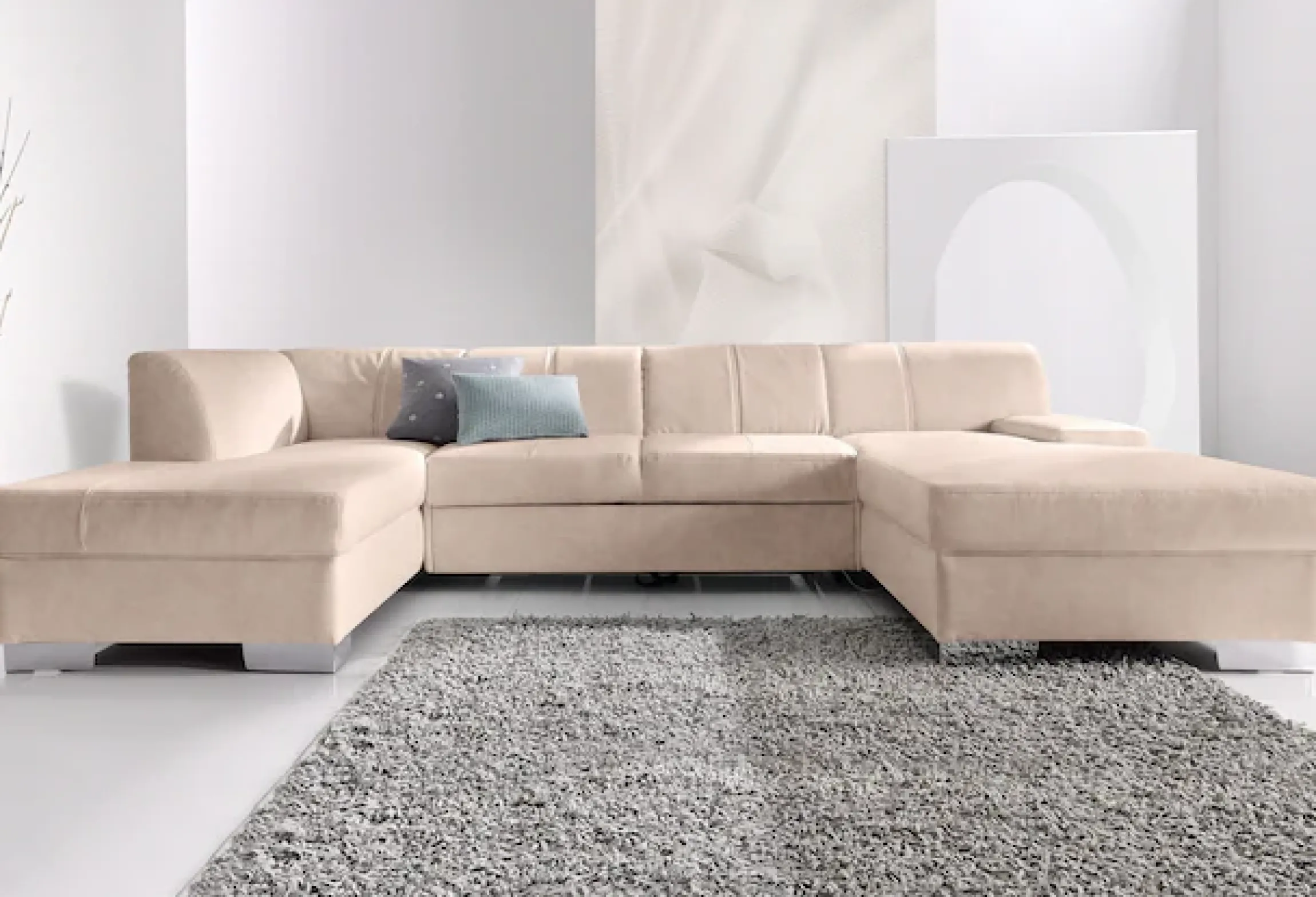 DOMO collection Wohnlandschaft »Star, zeitloses und elegantes Design, viel Platz, Breite 304cm, U-Form« fester Sitzkomfort, wahlweise mit Bettfunktion
