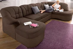 DOMO collection Wohnlandschaft »FLORES 293x180x86 cm, hochwertig, komfortabel, U-Form« wahlw. mit Bettfunktion, wahlw. mit Federkern,Unser Dauertiefpreis