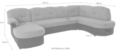 DOMO collection Wohnlandschaft »FLORES 293x180x86 cm, hochwertig, komfortabel, U-Form« wahlw. mit Bettfunktion, wahlw. mit Federkern,Unser Dauertiefpreis