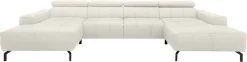 DOMO collection Wohnlandschaft »Cunelli tolle Sitznähte als Designelement, fester Sitzkomfort, U-Form« whlw. verstellbare Kopfteile, passend für gängige Saugroboter