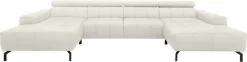 DOMO collection Wohnlandschaft »Cunelli tolle Sitznähte als Designelement, fester Sitzkomfort, U-Form« whlw. verstellbare Kopfteile, passend für gängige Saugroboter