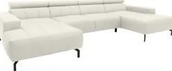 DOMO collection Wohnlandschaft »Cunelli tolle Sitznähte als Designelement, fester Sitzkomfort, U-Form« whlw. verstellbare Kopfteile, passend für gängige Saugroboter