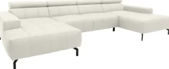 DOMO collection Wohnlandschaft »Cunelli tolle Sitznähte als Designelement, fester Sitzkomfort, U-Form« whlw. verstellbare Kopfteile, passend für gängige Saugroboter