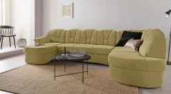 DOMO collection Wohnlandschaft »Papenburg elegand & zeitlos, viel Platz, Breite 297cm, U-Form« in großer Farbvielfalt, wahlweise Bettfunktion, frei im Raum stellbar