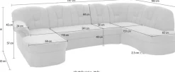 DOMO collection Wohnlandschaft »Papenburg elegand & zeitlos, viel Platz, Breite 297cm, U-Form« in großer Farbvielfalt, wahlweise Bettfunktion, frei im Raum stellbar