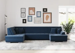 DOMO collection Wohnlandschaft »TREVISO inkl. Zierkissen, moderne Steppung, XXL: 364x201x83 cm« wahlweise mit Bettfunktion, in vielen Bezugsarten auch in CordU-Form