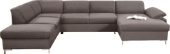 DOMO collection Wohnlandschaft »Santana mit viel Platz, komfortabel, moderner Fuß, bequeme Armlehne« wahlweise mit Bettfunktion, U-Form