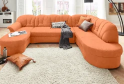 DOMO collection Wohnlandschaft »ELVA 293x180x84 cm, elegante Rückensteppung, U-Form« whlw. mit Bettfunktion und Federkern