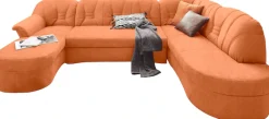 DOMO collection Wohnlandschaft »ELVA 293x180x84 cm, elegante Rückensteppung, U-Form« whlw. mit Bettfunktion und Federkern