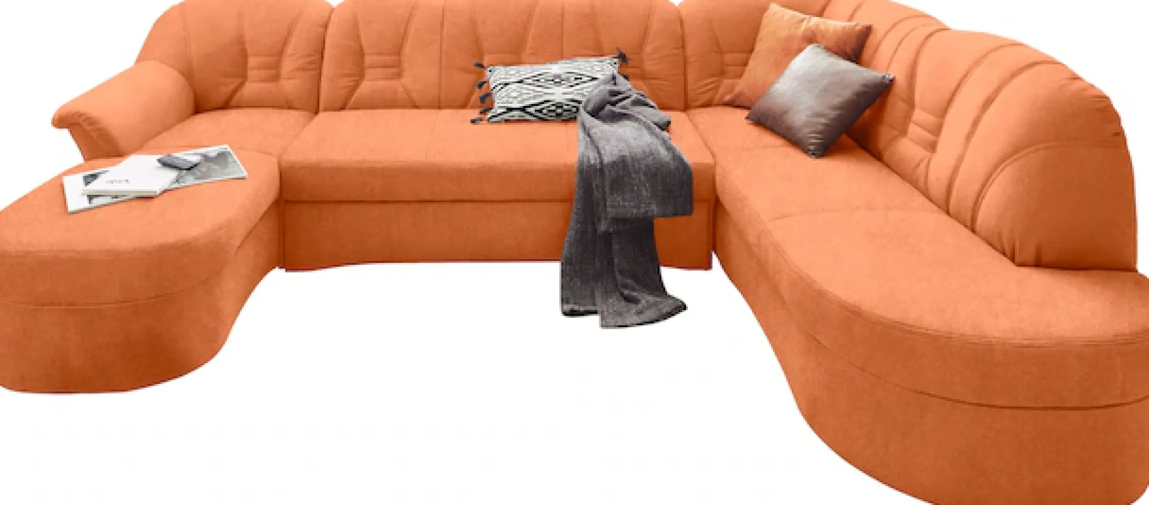 DOMO collection Wohnlandschaft »ELVA 293x180x84 cm, elegante Rückensteppung, U-Form« whlw. mit Bettfunktion und Federkern