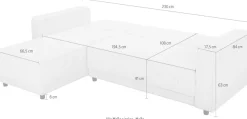 Dorel Home Ecksofa »Allie Schlafsofa 230 cm mit Relaxfunktion in der Rückenlehne« Schlaffunktion (108/194,5cm), trendiger Cord o. pflegeleichter Velours
