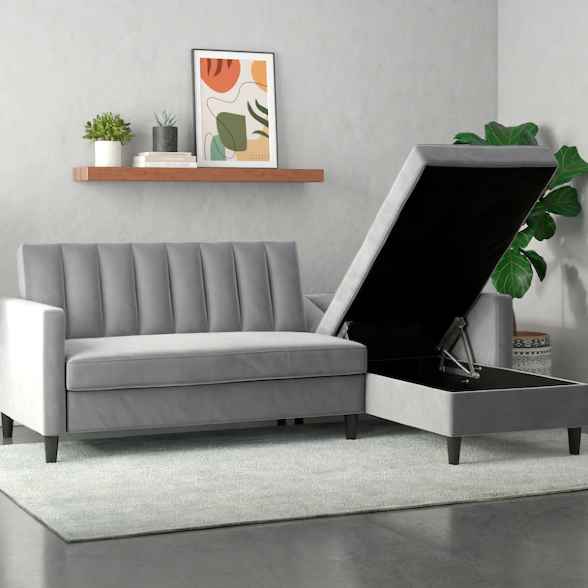 Dorel Home Ecksofa »Celine, L-Form,« mit Bett-Funktion und Stauraum. Recamiere beidseitig montierbar