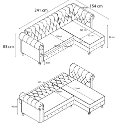 Dorel Home Ecksofa »Felix, L-Form, 241 cm (Liegefl.108x195 cm), Recamiere tauschbar,« verstellb. Rückenlehne, Bett-Funktion, Velours, Kunstleder, Vintage