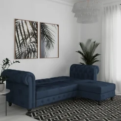 Dorel Home Ecksofa »Felix, L-Form, 241 cm (Liegefl.108x195 cm), Recamiere tauschbar,« verstellb. Rückenlehne, Bett-Funktion, Velours, Kunstleder, Vintage