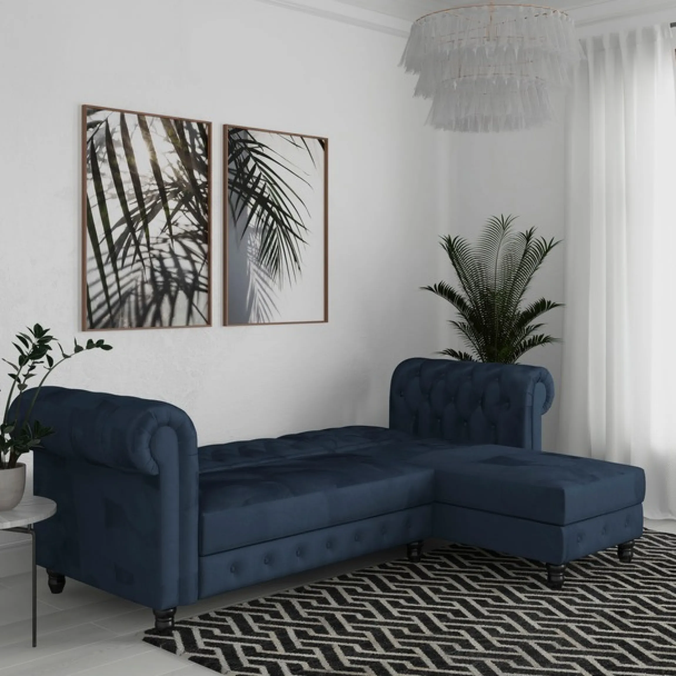 Dorel Home Ecksofa »Felix, L-Form, 241 cm (Liegefl.108x195 cm), Recamiere tauschbar,« verstellb. Rückenlehne, Bett-Funktion, Velours, Kunstleder, Vintage