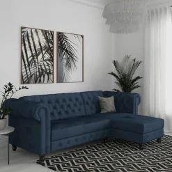 Dorel Home Ecksofa »Felix, L-Form, 241 cm (Liegefl.108x195 cm), Recamiere tauschbar,« verstellb. Rückenlehne, Bett-Funktion, Velours, Kunstleder, Vintage