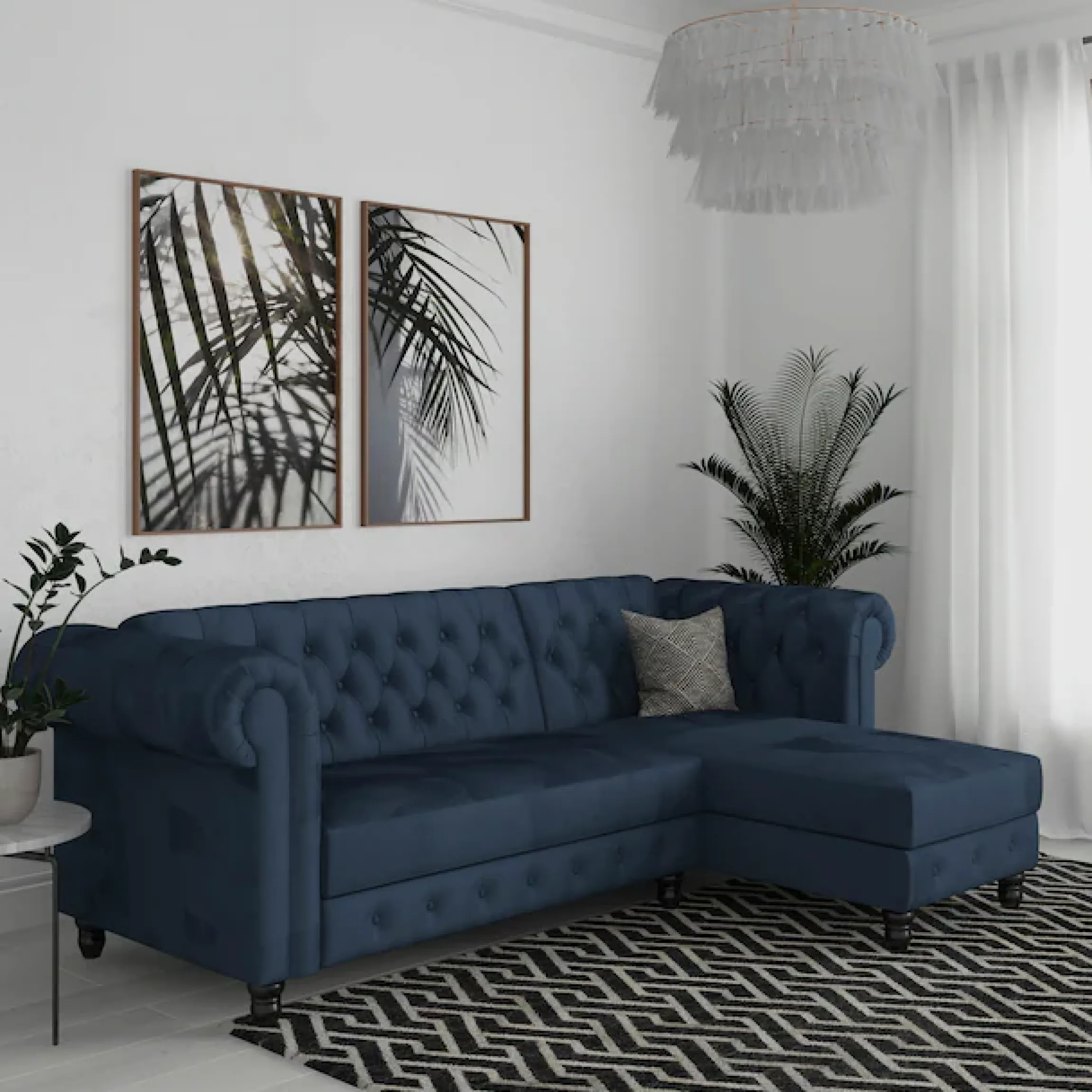 Dorel Home Ecksofa »Felix, L-Form, 241 cm (Liegefl.108x195 cm), Recamiere tauschbar,« verstellb. Rückenlehne, Bett-Funktion, Velours, Kunstleder, Vintage