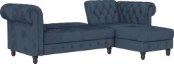 Dorel Home Ecksofa »Felix, L-Form, 241 cm (Liegefl.108x195 cm), Recamiere tauschbar,« verstellb. Rückenlehne, Bett-Funktion, Velours, Kunstleder, Vintage