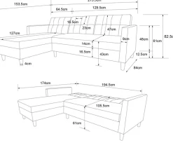 Dorel Home Ecksofa »Hartford II« mit Bettfunktion und Stauraum, Recamiere beidseitig montierbar