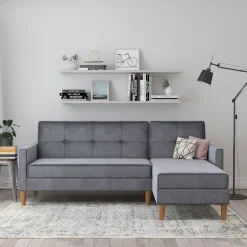 Dorel Home Ecksofa »Lilly, L-Form,« mit Bett-Funktion, Recamiere beidseitig montierbar, Sitzhöhe 43 cm