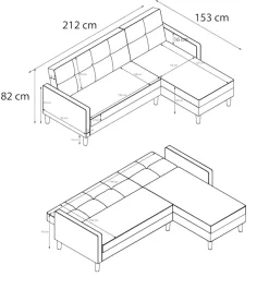 Dorel Home Ecksofa »Lilly, L-Form,« mit Bett-Funktion, Recamiere beidseitig montierbar, Sitzhöhe 43 cm