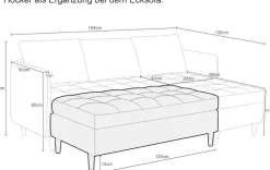 Dorel Home Ecksofa »LINDHUS, Cord, L-Form, Breite 194cm, verschiedene Stellvarianten« Recamiere, Stauraum, Modulsofa