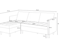 Dorel Home Ecksofa »LINDHUS, Cord, L-Form, Breite 194cm, verschiedene Stellvarianten« Recamiere, Stauraum, Modulsofa