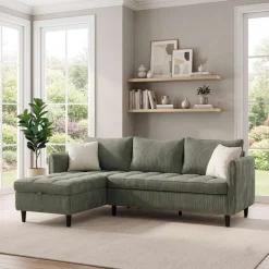 Dorel Home Ecksofa »LINDHUS, Cord, L-Form, Breite 194cm, verschiedene Stellvarianten« Recamiere, Stauraum, Modulsofa