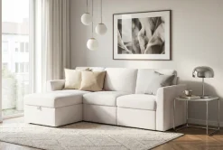 Dorel Home Ecksofa »NORDHUS, L-Form, 200 cm, Recamiere rechts/links montierbar« mit Stauraum, feiner Webstoff-Bezug