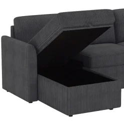 Dorel Home Ecksofa »NORDHUS, L-Form, 200 cm, Recamiere rechts/links montierbar« mit Stauraum, softer Cord-Bezug