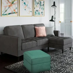 Dorel Home Ecksofa »Strummer, L-Form,« in Veloursstoff, Ottomane beidseitig montierbar, Sitzhöhe 46 cm