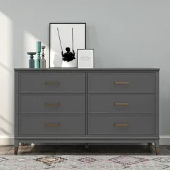 Dorel Home Kommode »Westerleigh« mit 6 Schubladen, MDF, Beine aus Massivholz, Höhe 85 cm, Breite 145 cm