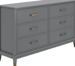 Dorel Home Kommode »Westerleigh« mit 6 Schubladen, MDF, Beine aus Massivholz, Höhe 85 cm, Breite 145 cm