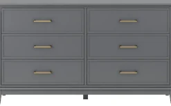 Dorel Home Kommode »Westerleigh« mit 6 Schubladen, MDF, Beine aus Massivholz, Höhe 85 cm, Breite 145 cm